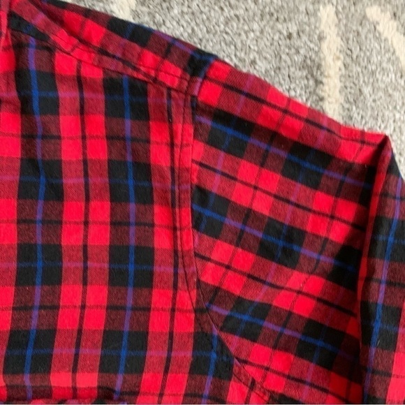 Terra & Sky Red Plaid Flannel Button Down Shirt - Picture 2 of 5